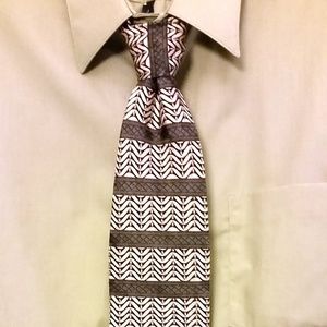 Ron Chereskin Mens Silk Tie Gray Multi Color Tribal Pattern
